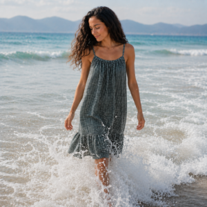 Vestido de tirantes con cuadros Vichy